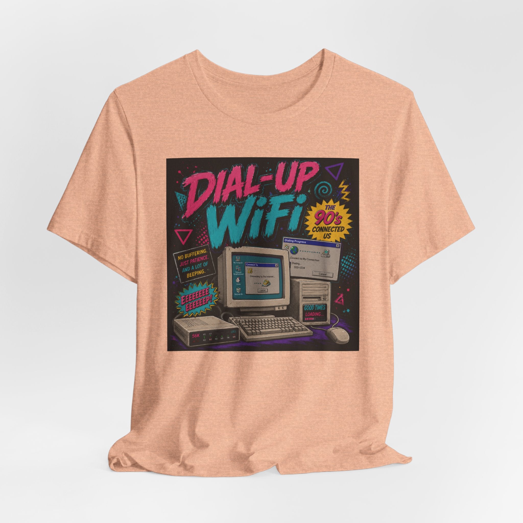Retro Tech T‑Shirt — "Dial‑Up WiFi" 90s Computer Vintage Graphic Tee