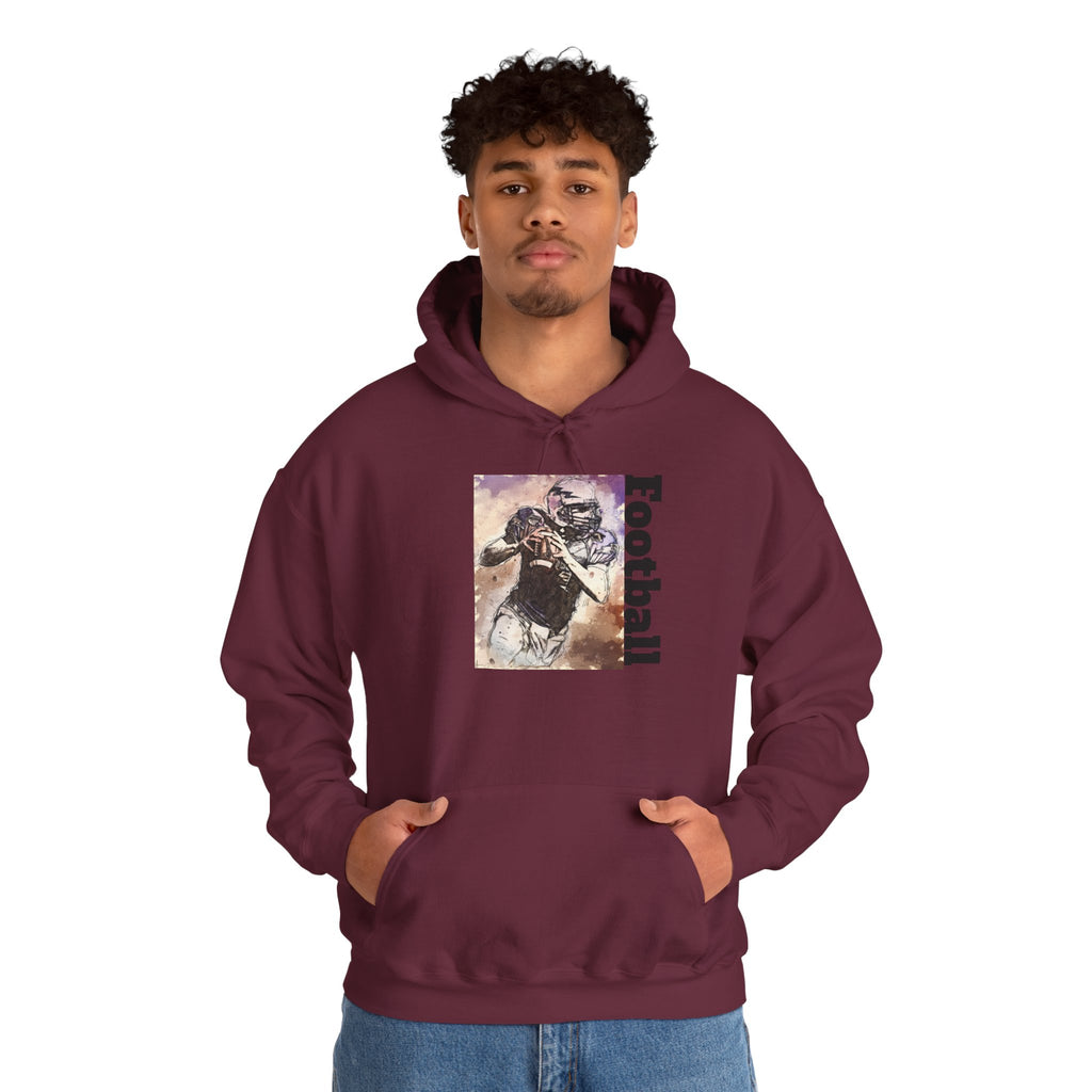 Football Player Graphic Hoodie - Vintage Grunge Sports Pullover