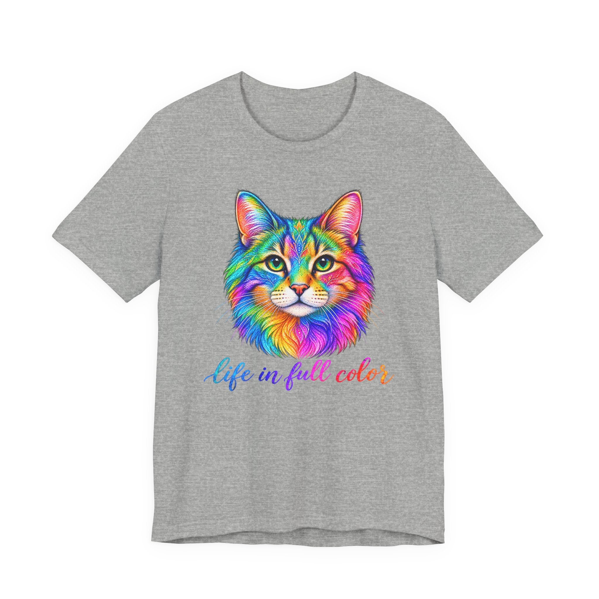 Rainbow Cat T-Shirt — "Life in Full Color" Graphic Tee