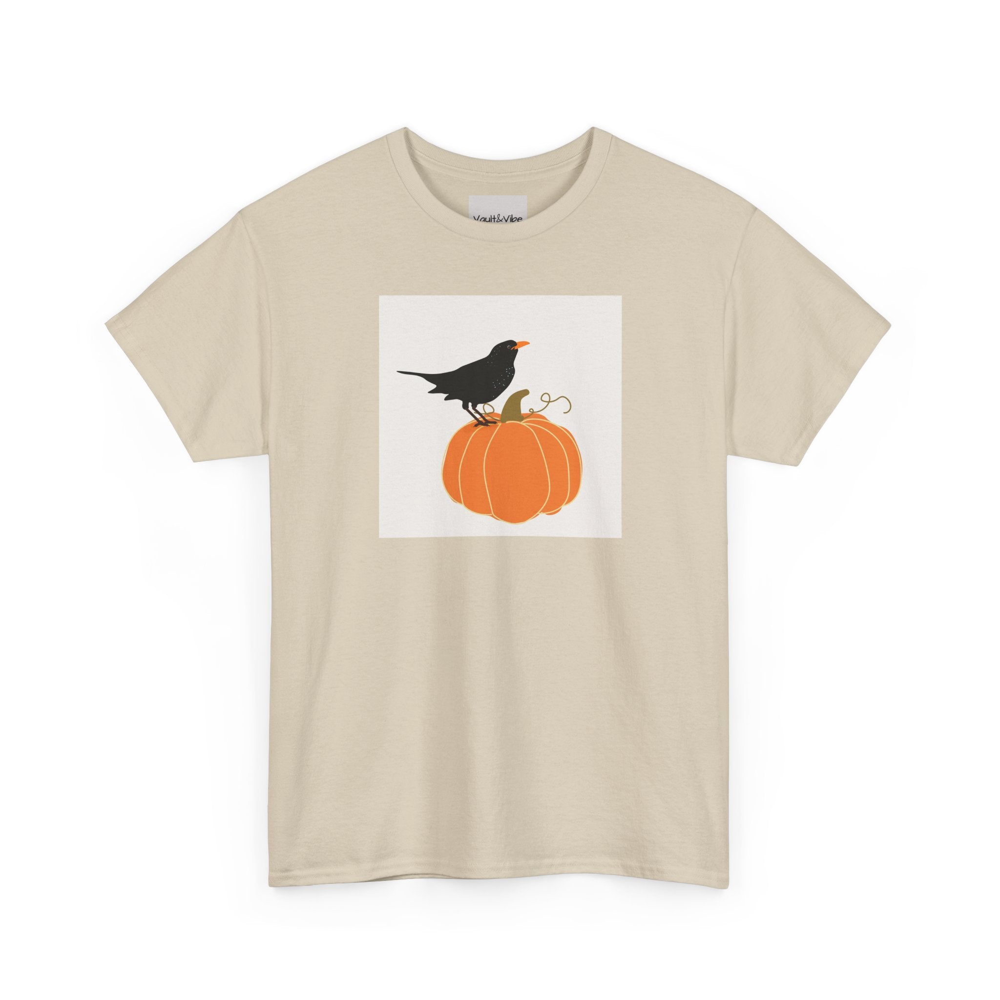 Pumpkin & Crow Tee — Autumn Halloween Graphic T-Shirt