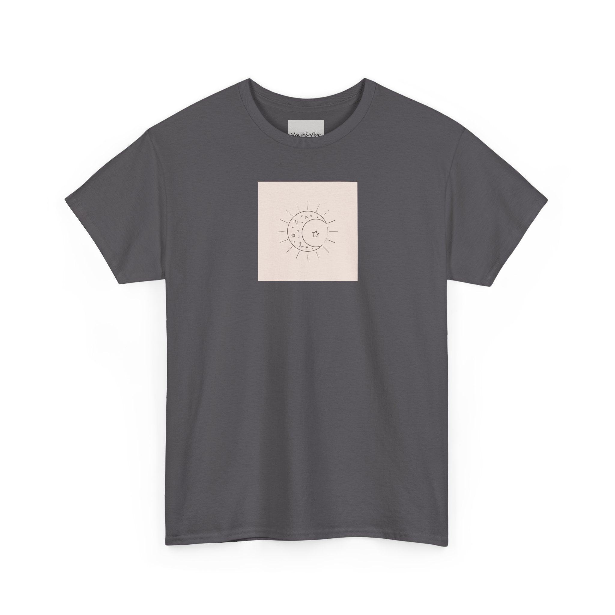 Sun & Moon Minimalist Tee — Celestial Line Art T-Shirt