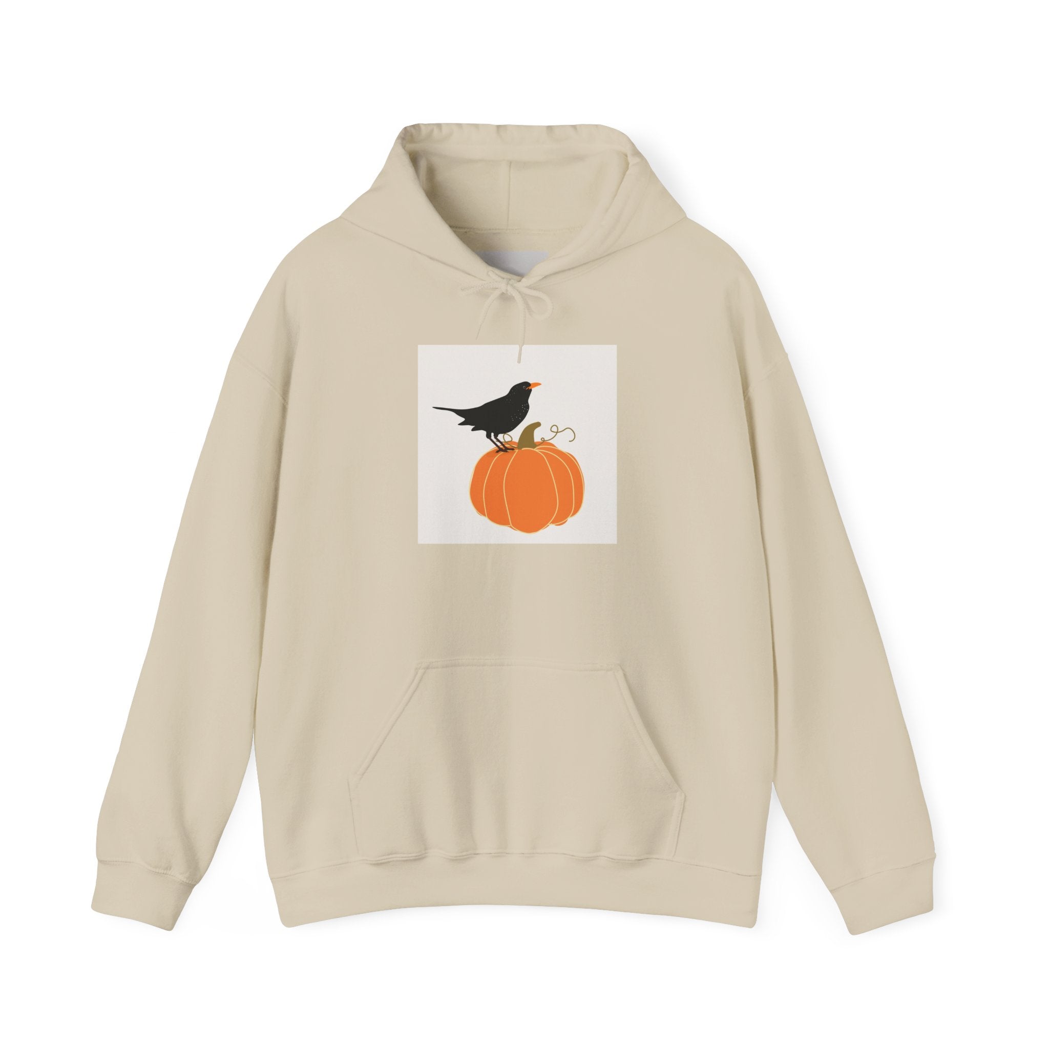 Halloween Crow on Pumpkin Hoodie