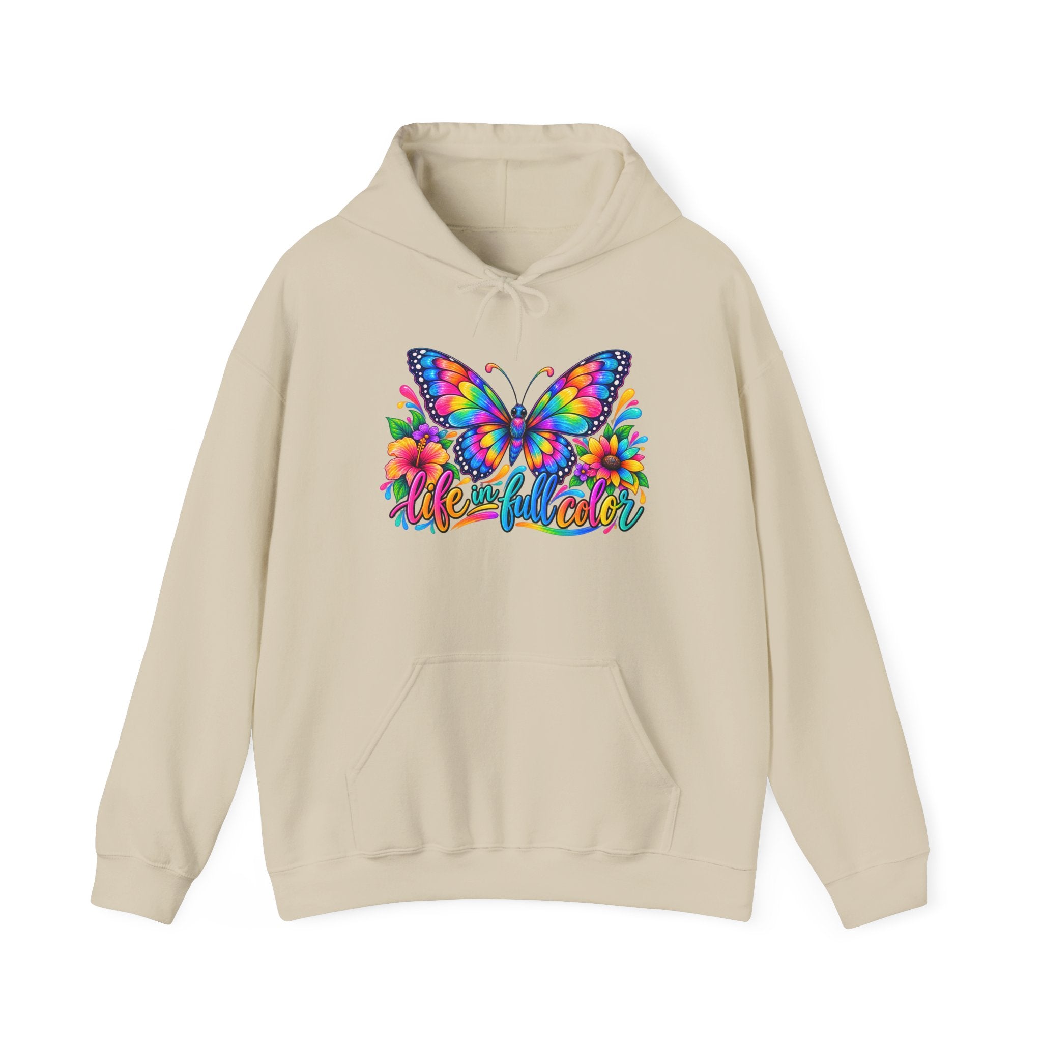 Butterfly Garden Hoodie - Colorful "Wonderful" Floral Graphic Sweatshirt
