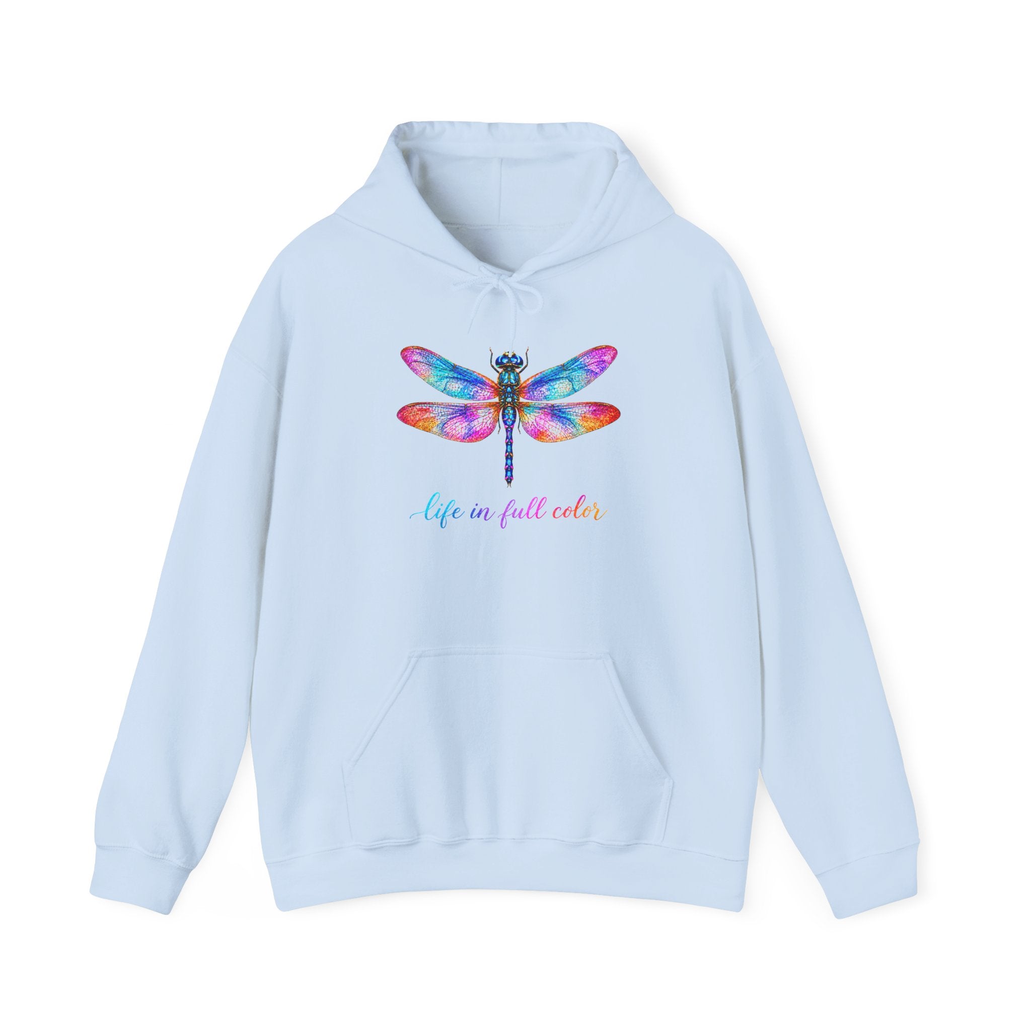 Dragonfly Hoodie — 'Life in Full Color' Watercolor Dragonfly Pullover