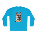 German Shepherd Portrait Long Sleeve Tee — Realistic Dog Face Shirt for Pet Lovers
