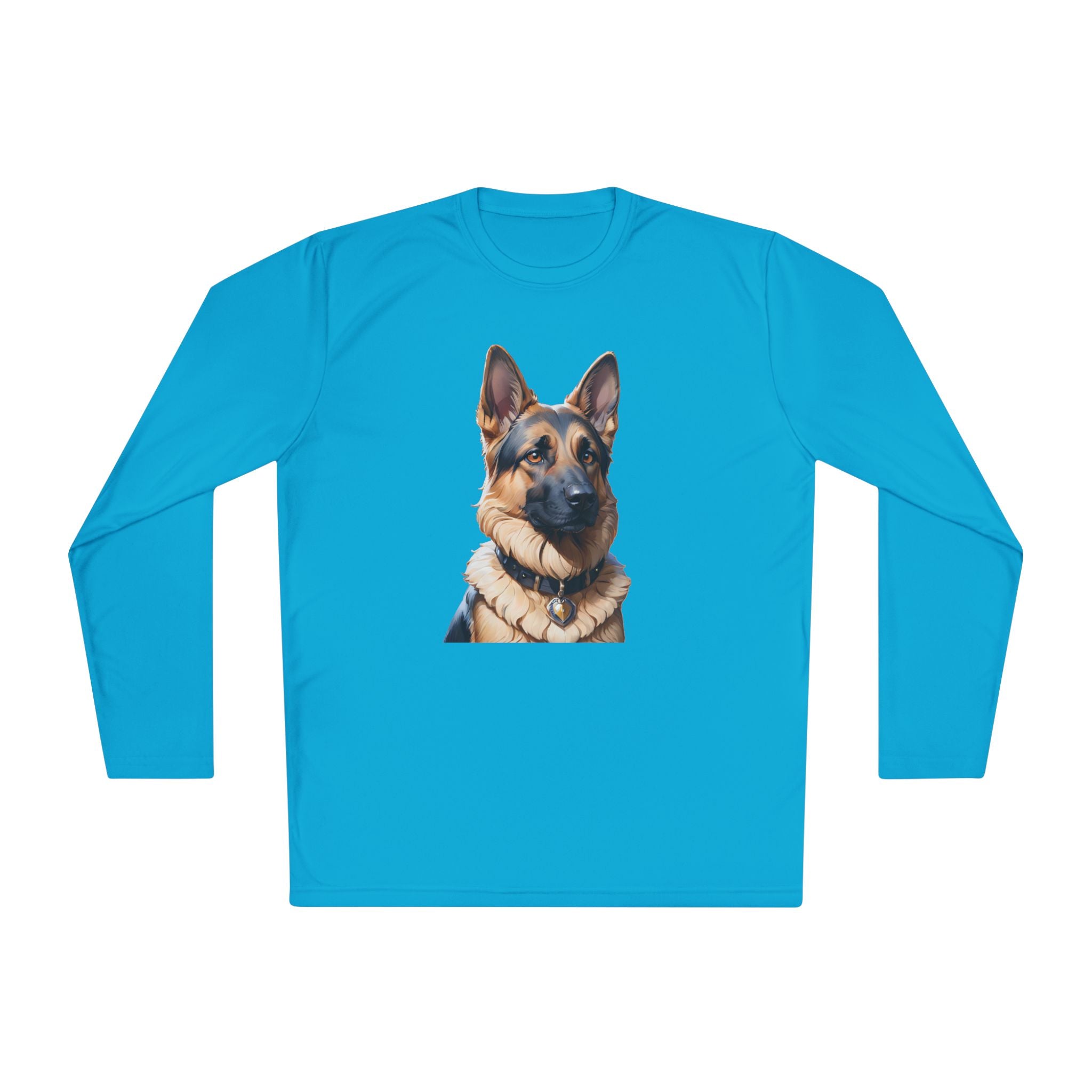 German Shepherd Portrait Long Sleeve Tee — Realistic Dog Face Shirt for Pet Lovers