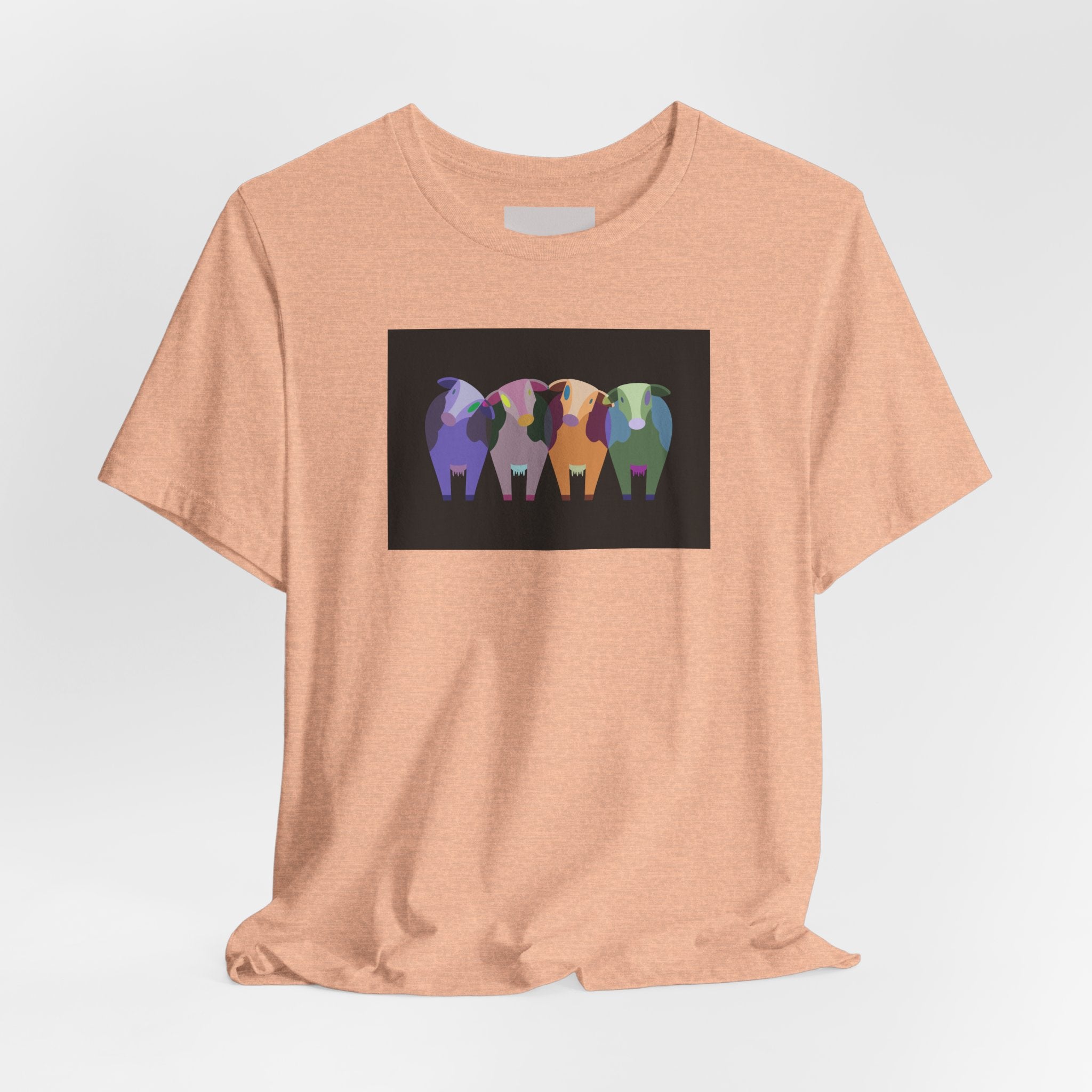 Colorful Buffalo Herd Tee — Geometric Bison Art T-Shirt