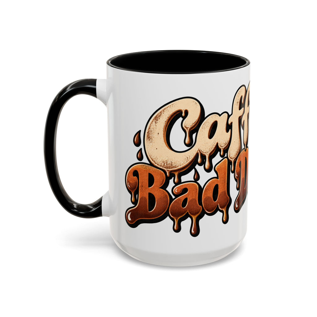 Coffee Mug — "Caffeine & Bad Decisions" Drippy Retro Accent Mug (11/15oz)