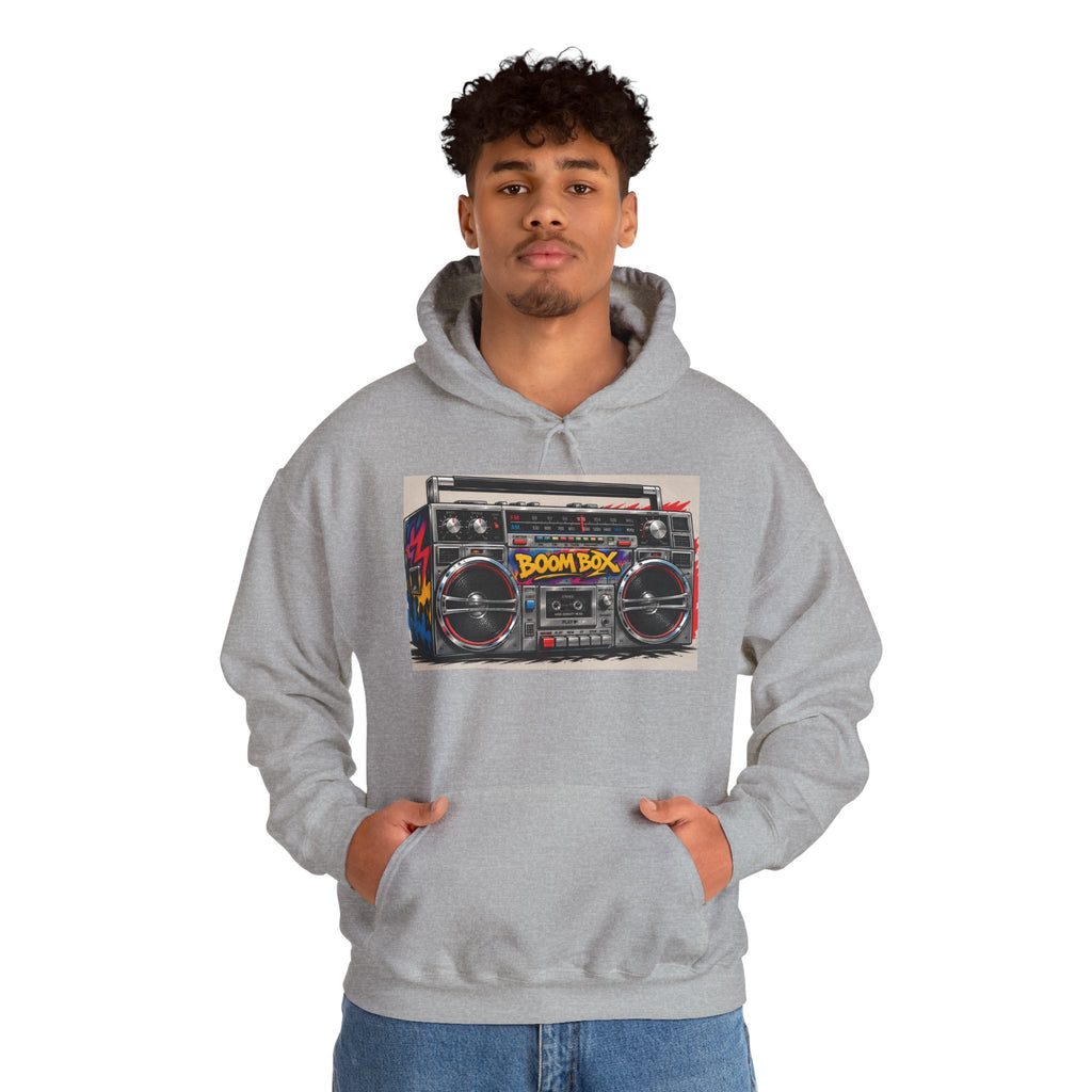 Boom Box Hoodie — Retro Boombox Graphic Pullover