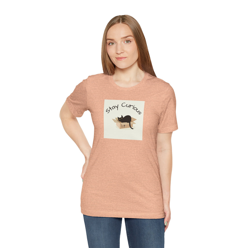 Stay Curious Cat T-Shirt — Cute Black Cat in Box Graphic Tee