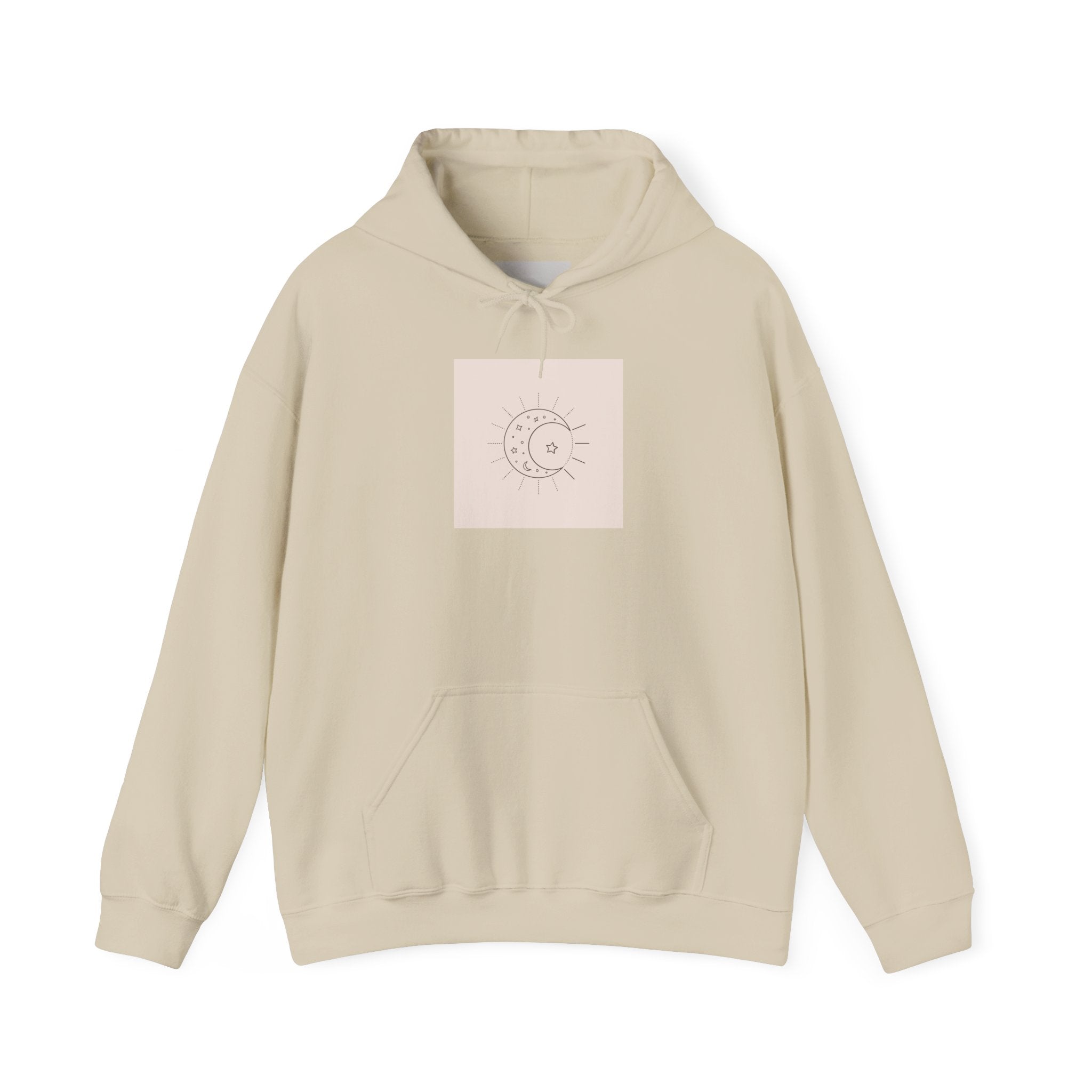 Celestial Moon & Sun Hoodie — Minimal Boho Spiritual Graphic Sweatshirt