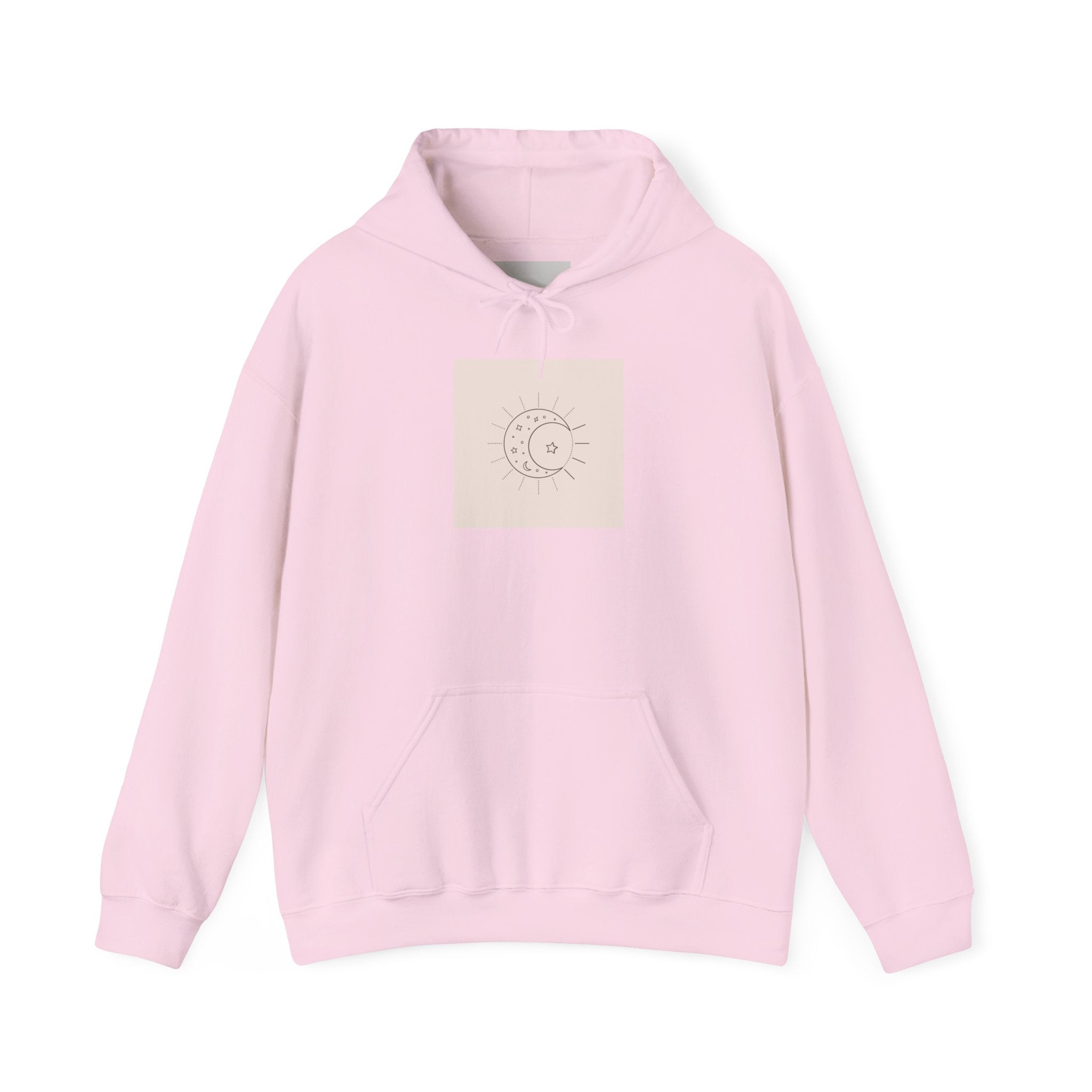 Celestial Moon & Sun Hoodie — Minimal Boho Spiritual Graphic Sweatshirt