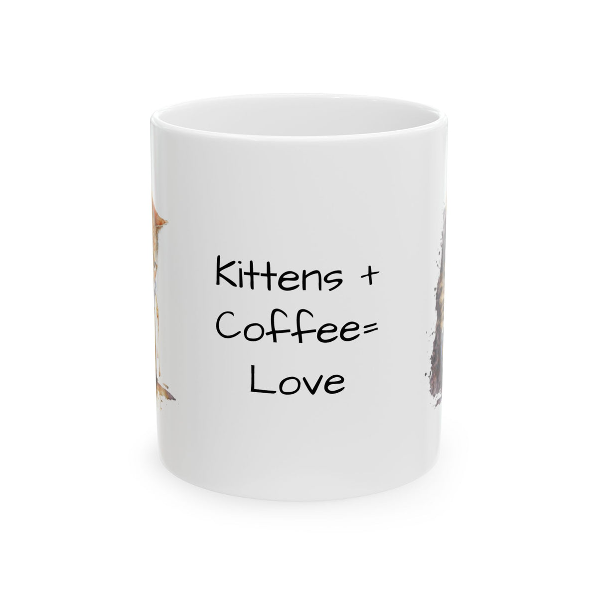 Kittens + Coffee = Love Ceramic Mug — Cute Cat Lover Coffee Cup (11oz & 15oz)