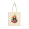 Frog King Floral Tote Bag – Colorful Watercolor Frog Canvas Tote