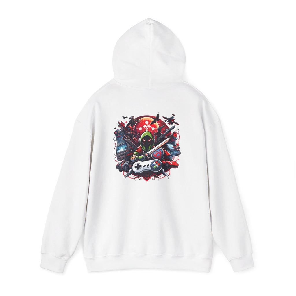 Gamer Skull Hooded Sweatshirt — Retro Controller & Neon Skull Gaming Hoodie