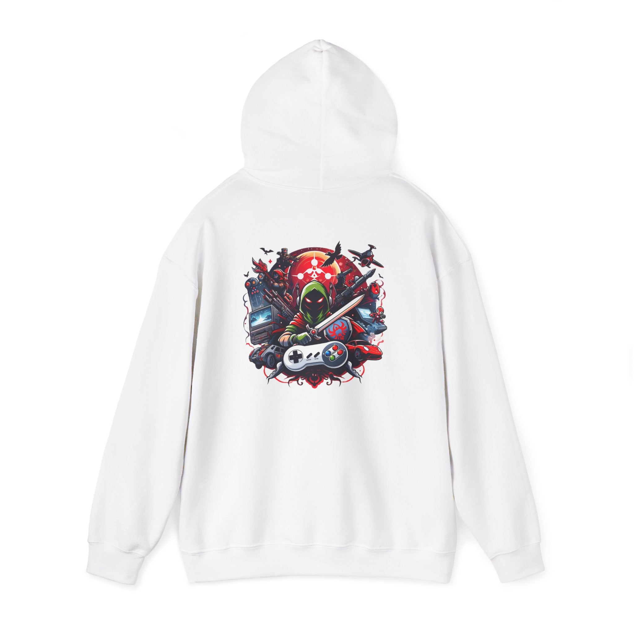 Gamer Skull Hooded Sweatshirt — Retro Controller & Neon Skull Gaming Hoodie