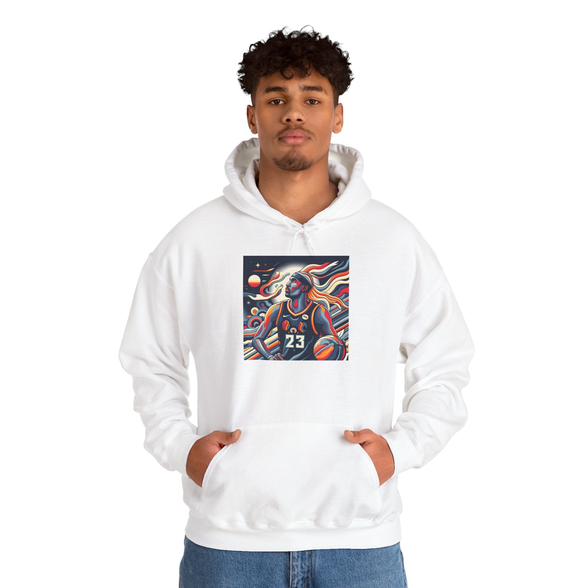 Basketball Player Art Hoodie - Retro 23 Cosmic Court Graphic Sweatshirt