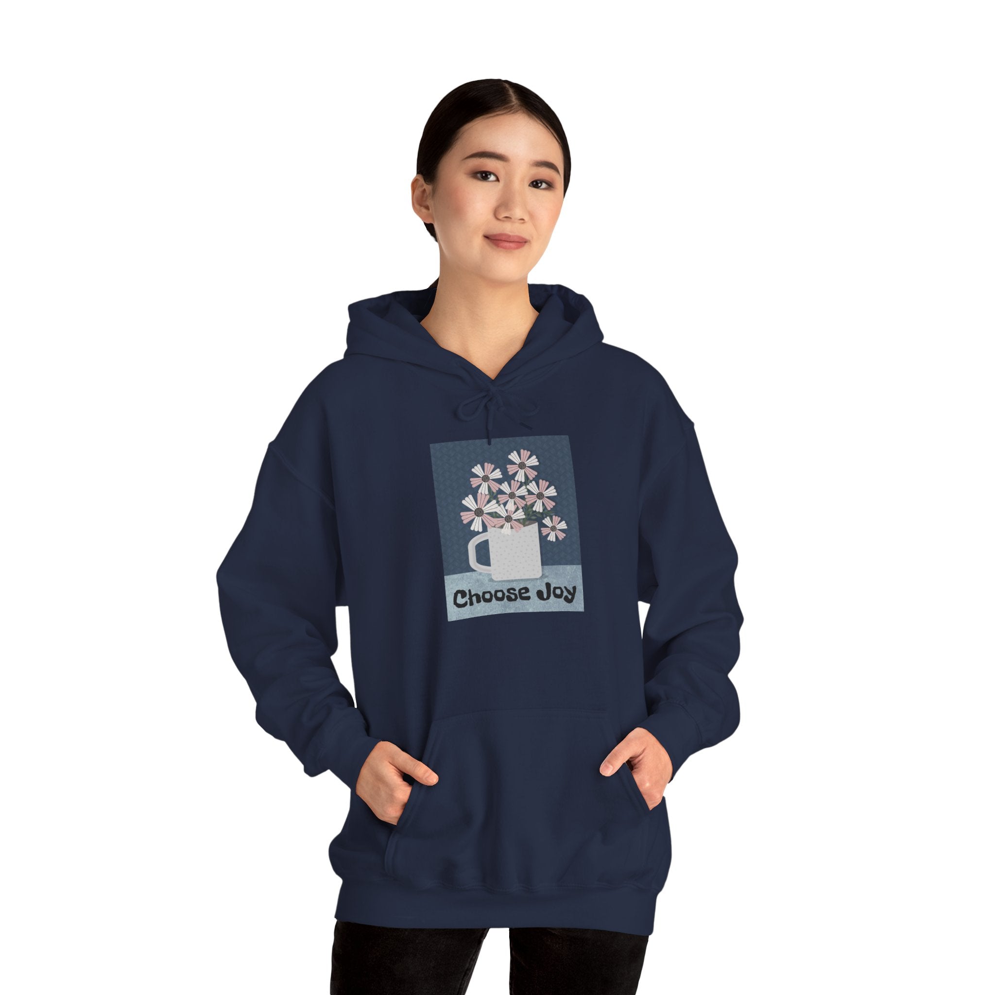 Hoodie – “Choose Joy” Floral Mug Graphic Cozy Sweatshirt