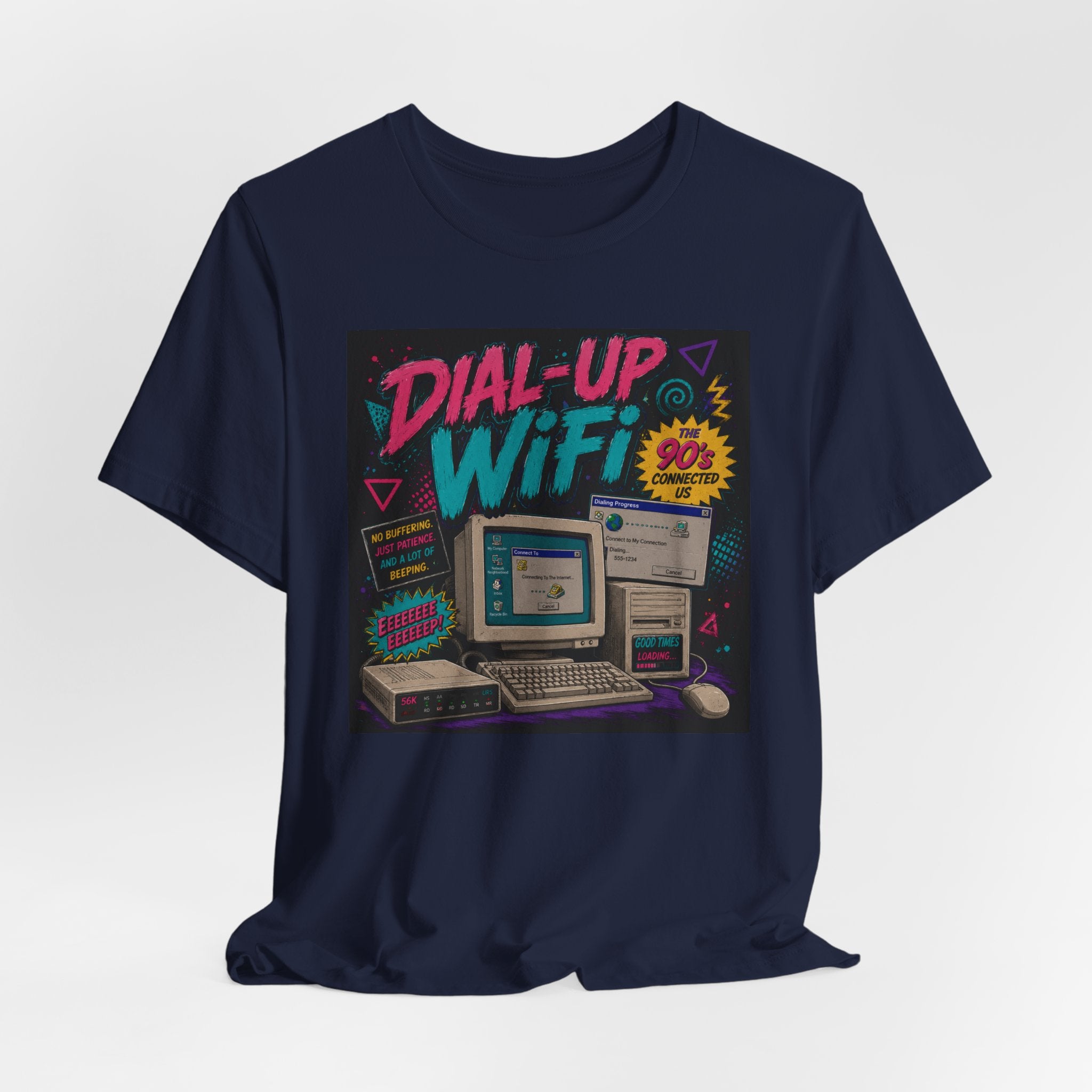 Retro Tech T‑Shirt — "Dial‑Up WiFi" 90s Computer Vintage Graphic Tee
