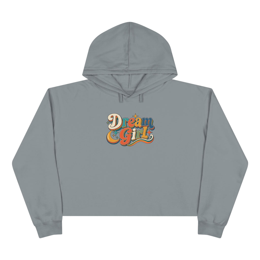 Dream Girl Cropped Hoodie — Retro Script Graphic Crop Sweatshirt
