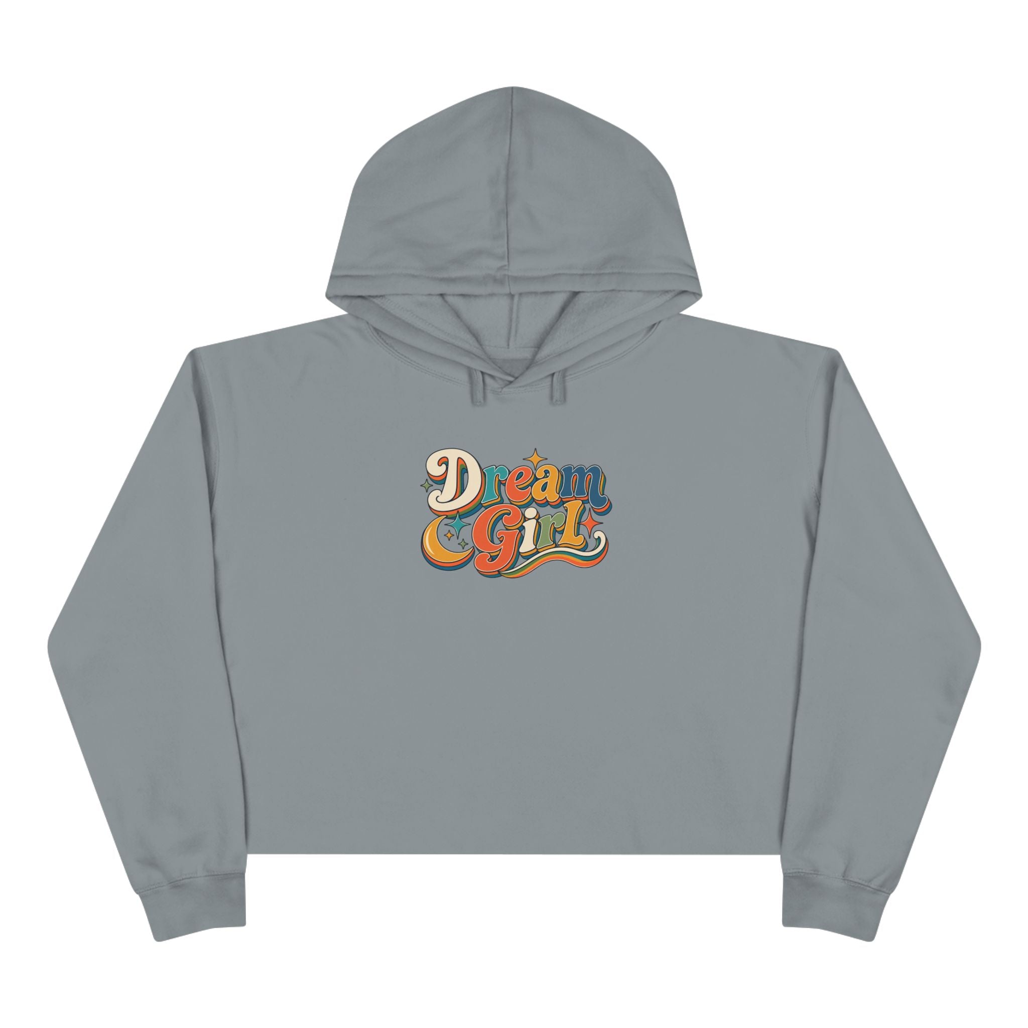 Dream Girl Cropped Hoodie — Retro Script Graphic Crop Sweatshirt