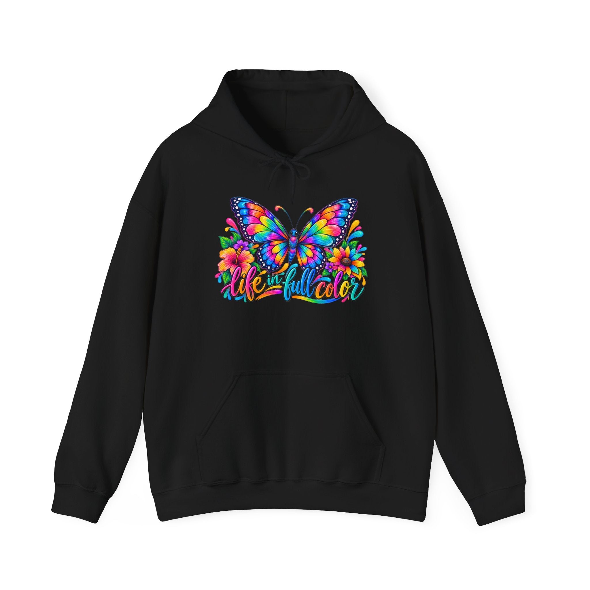 Butterfly Garden Hoodie - Colorful "Wonderful" Floral Graphic Sweatshirt