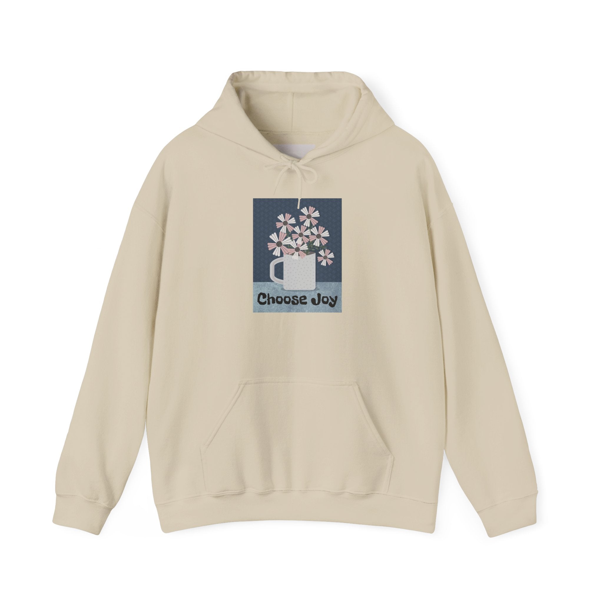 Hoodie – “Choose Joy” Floral Mug Graphic Cozy Sweatshirt