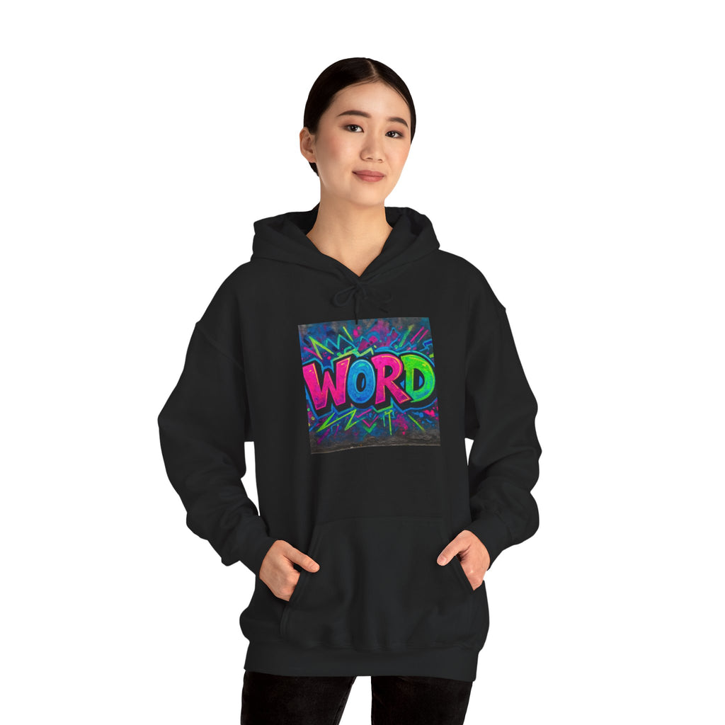 Graffiti 'WORD' Hoodie — Neon Street Art Pullover