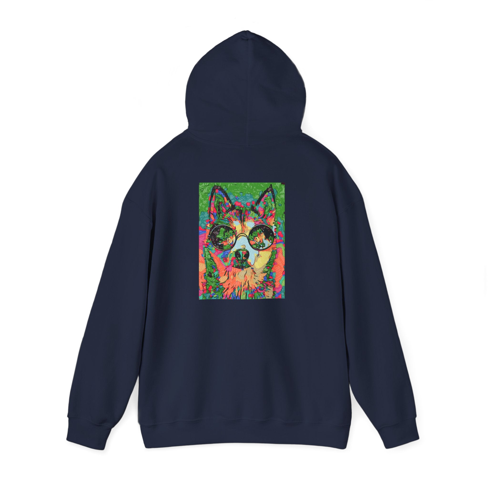 Psychedelic Husky Hoodie — Colorful Trippy Dog Art Pullover