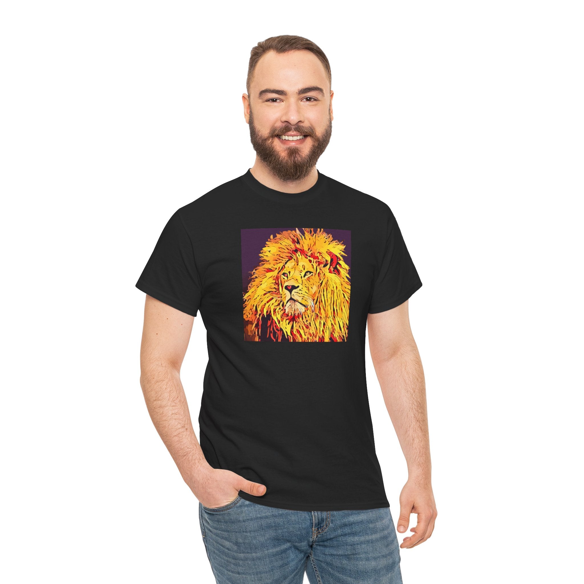 Lion Portrait T-Shirt — Vibrant Pop Art Lion Graphic Tee