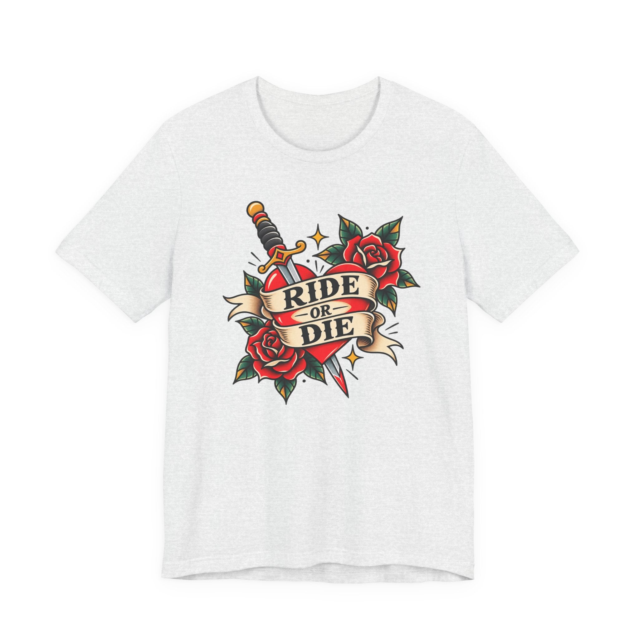 Ride or Die Tattoo Tee — Vintage Dagger & Roses Graphic T-Shirt