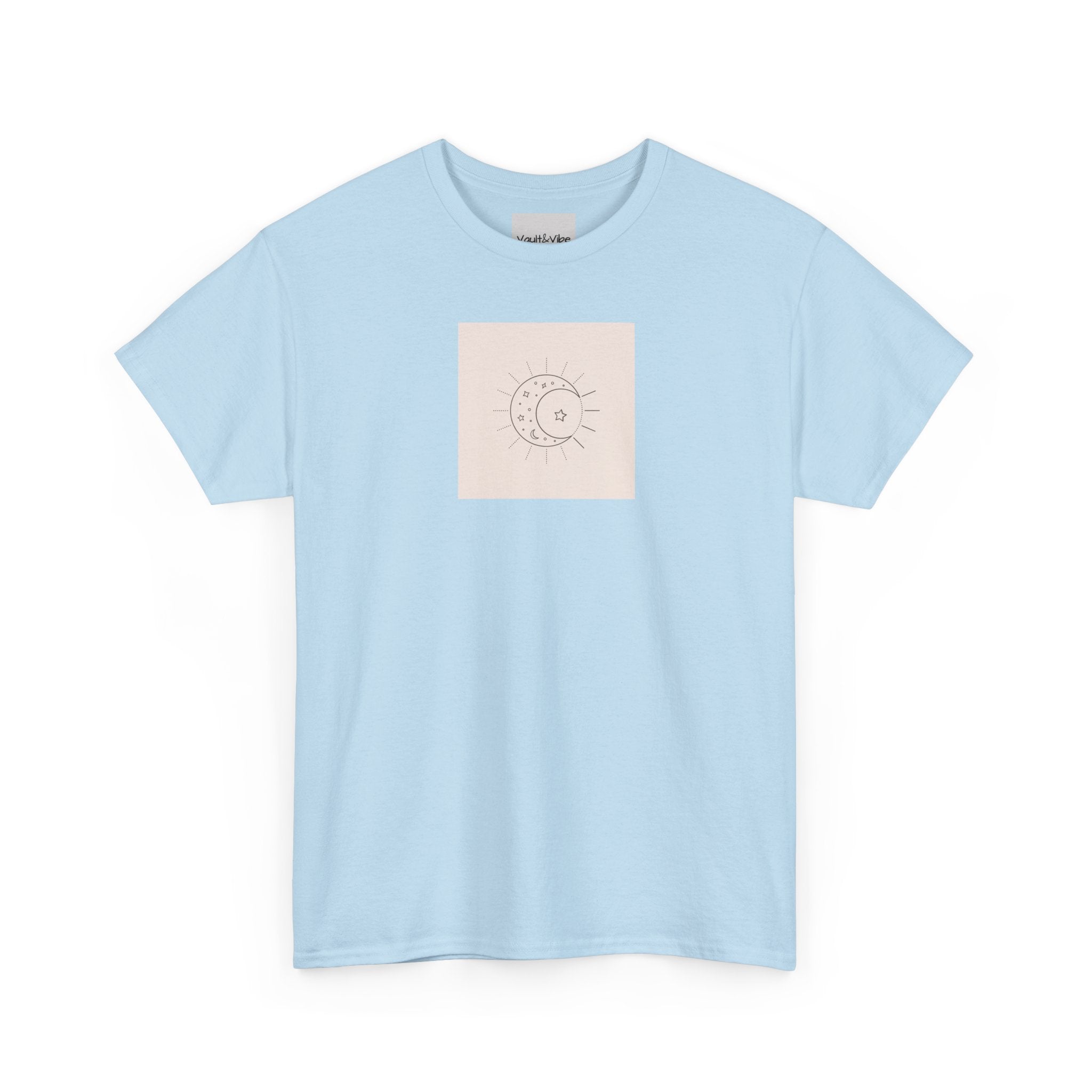 Sun & Moon Minimalist Tee — Celestial Line Art T-Shirt