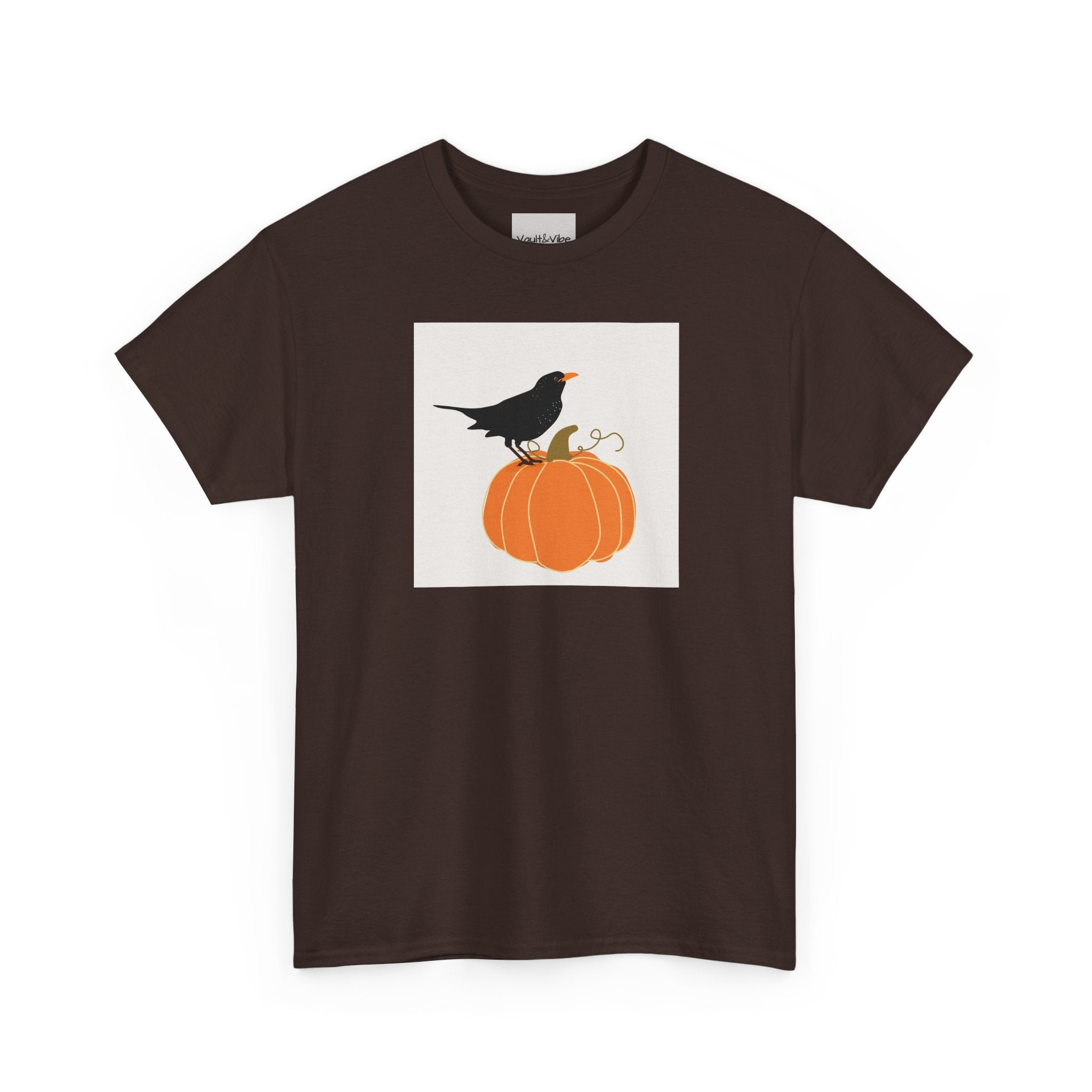 Pumpkin & Crow Tee — Autumn Halloween Graphic T-Shirt
