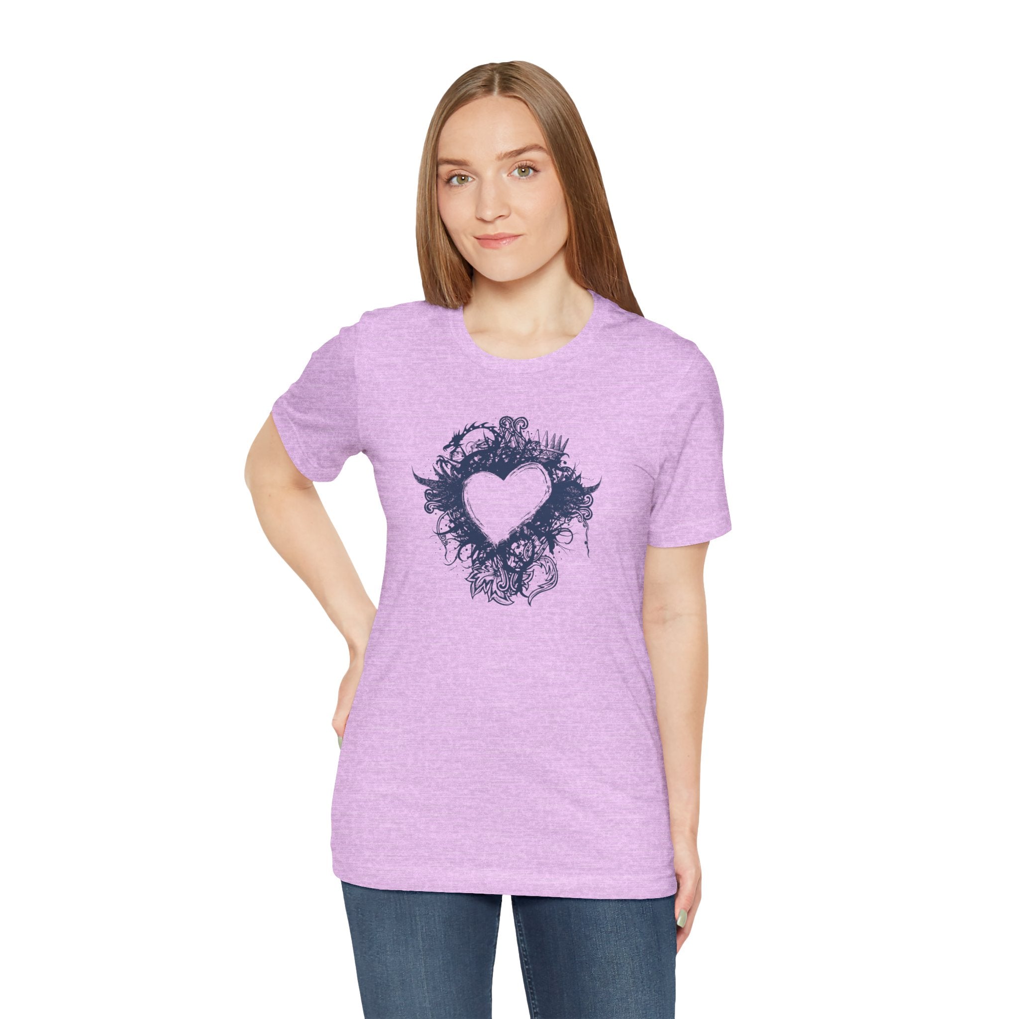 Heart Doodle T-Shirt — Hand-Drawn Floral Heart Tee (Valentine’s Gift)