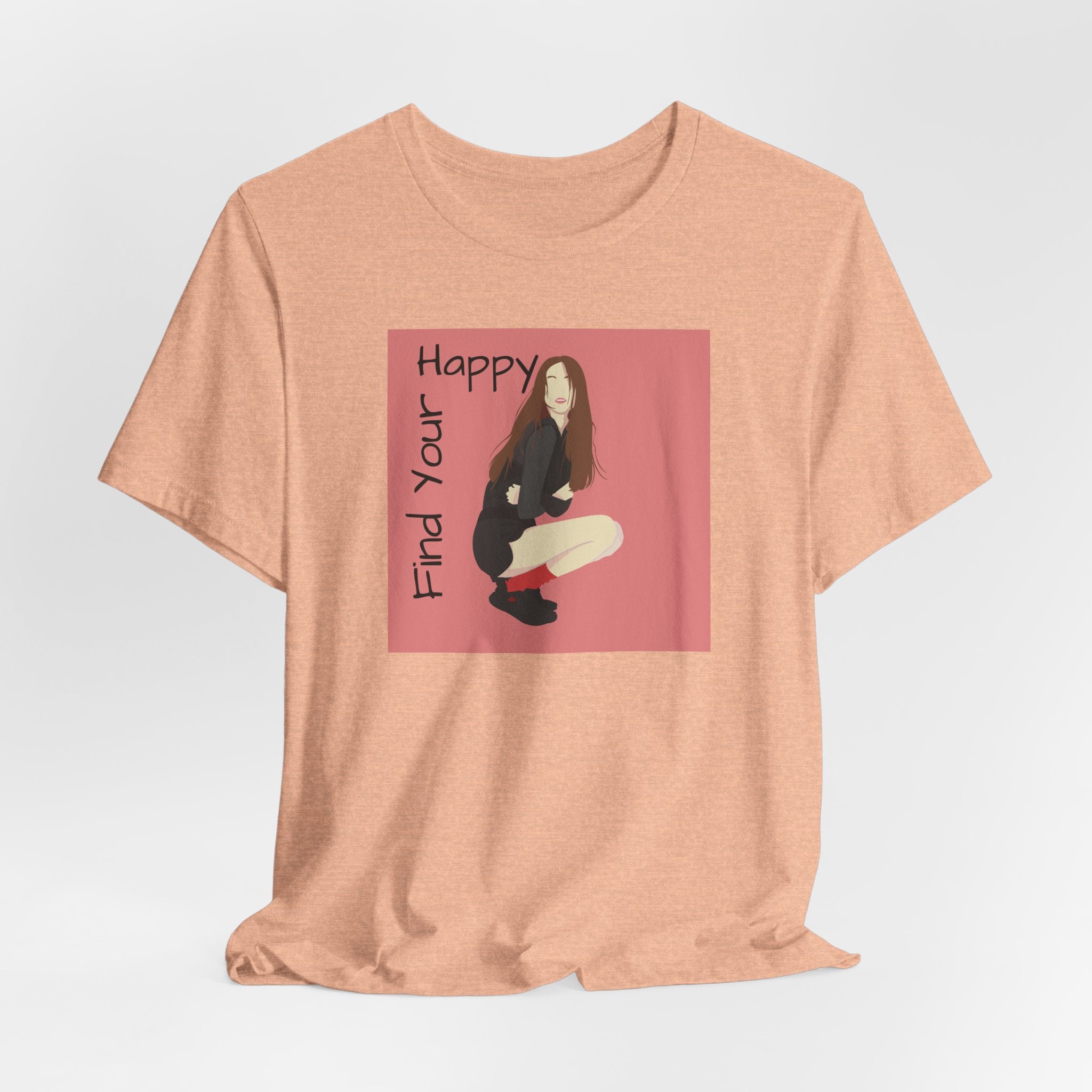 Find Your Happy Tee — Positive Graphic T‑Shirt with Illustrated Girl