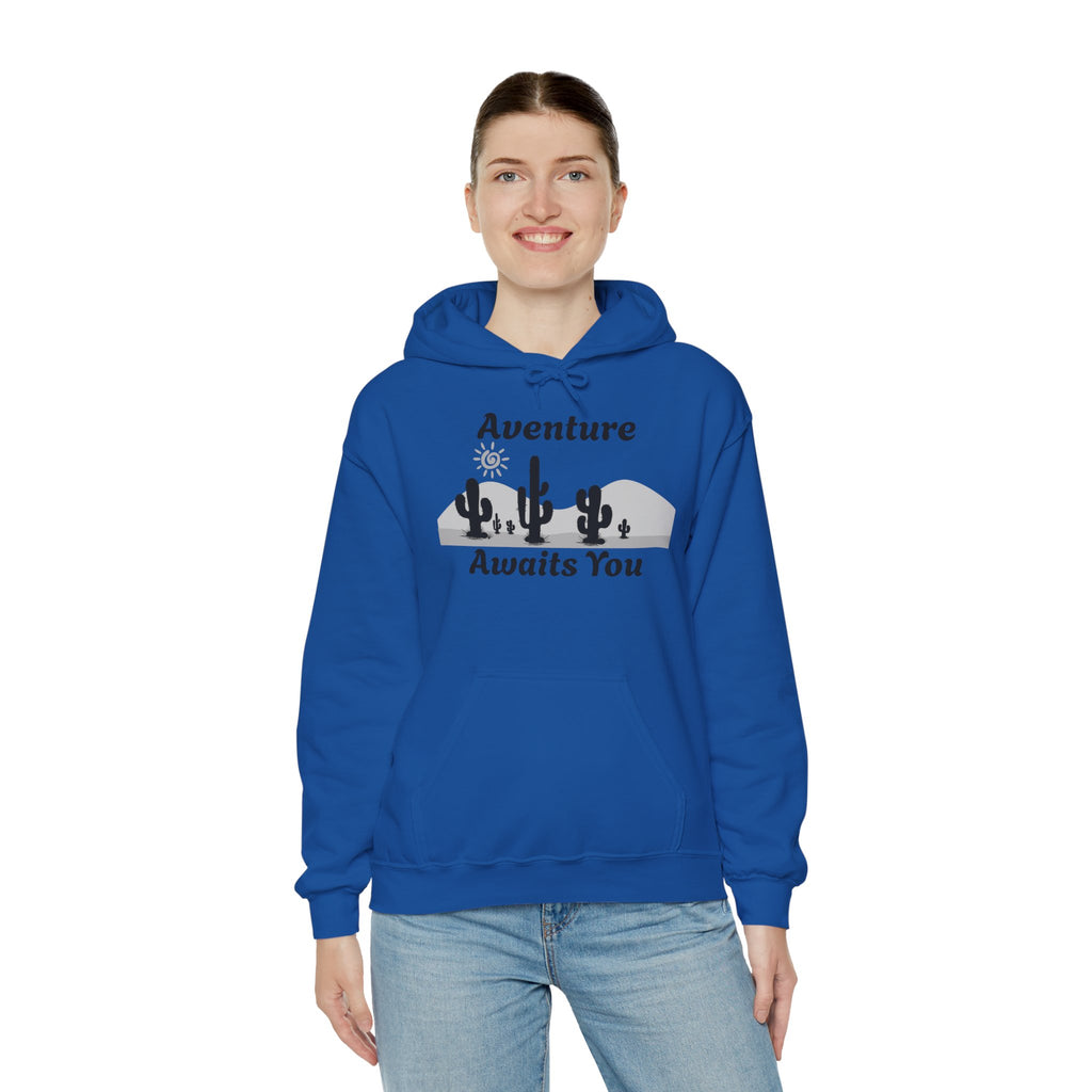 Adventure Awaits You Hoodie — Desert Cactus Graphic Pullover
