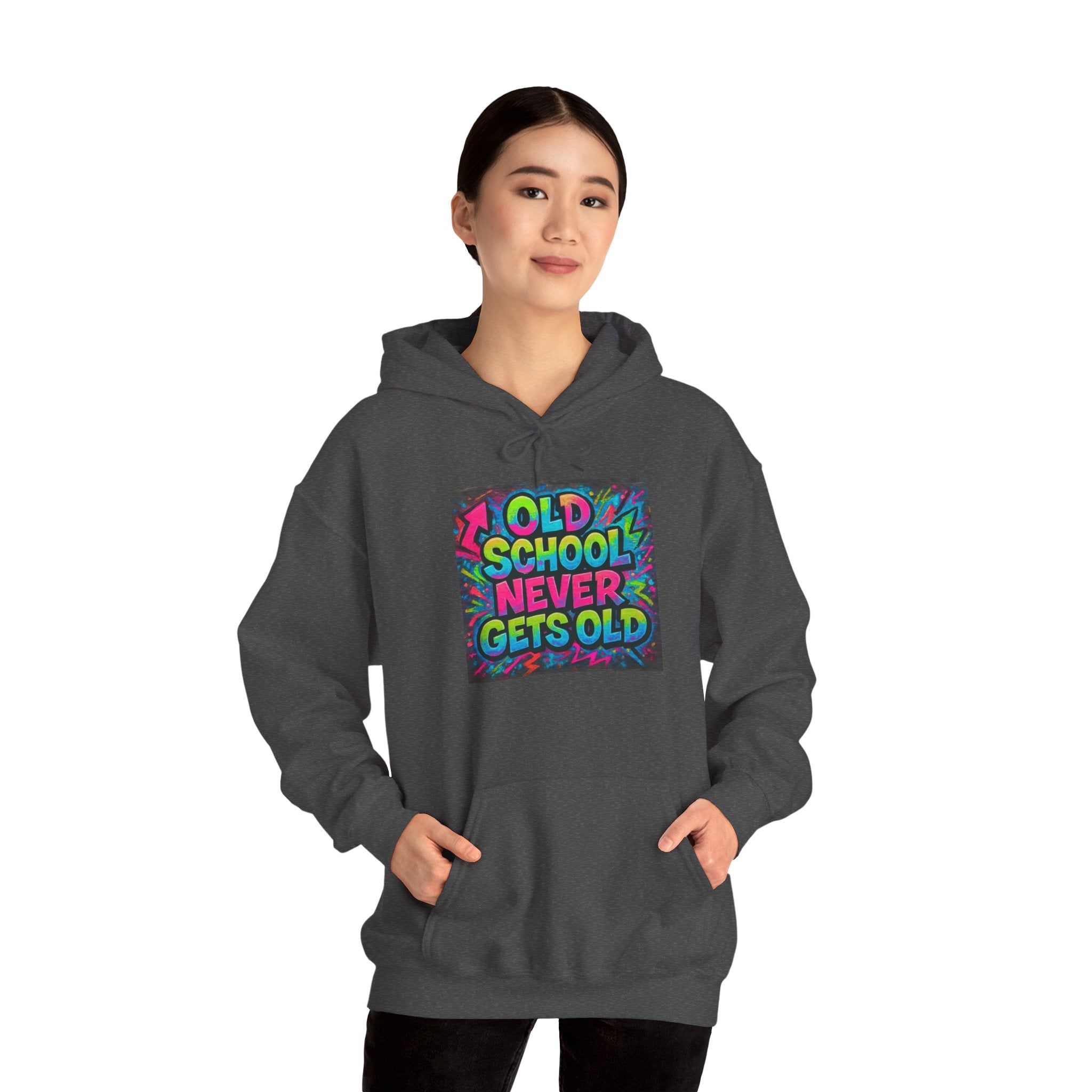 Old School Never Gets Old Hoodie - Retro Graffiti 90s Nostalgia Sweatshirt