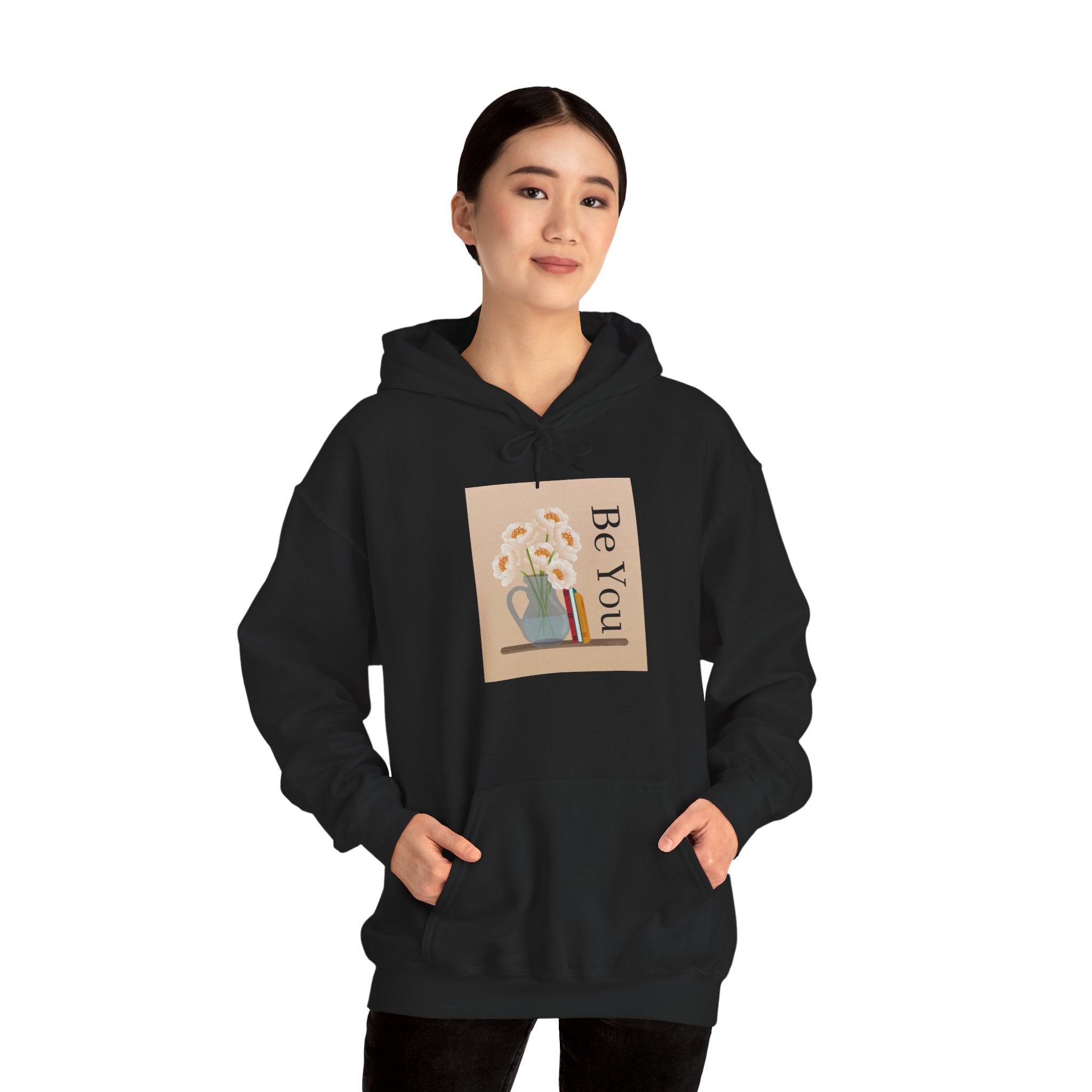 Be You Floral Hoodie — Cozy Inspirational Graphic Hoodie
