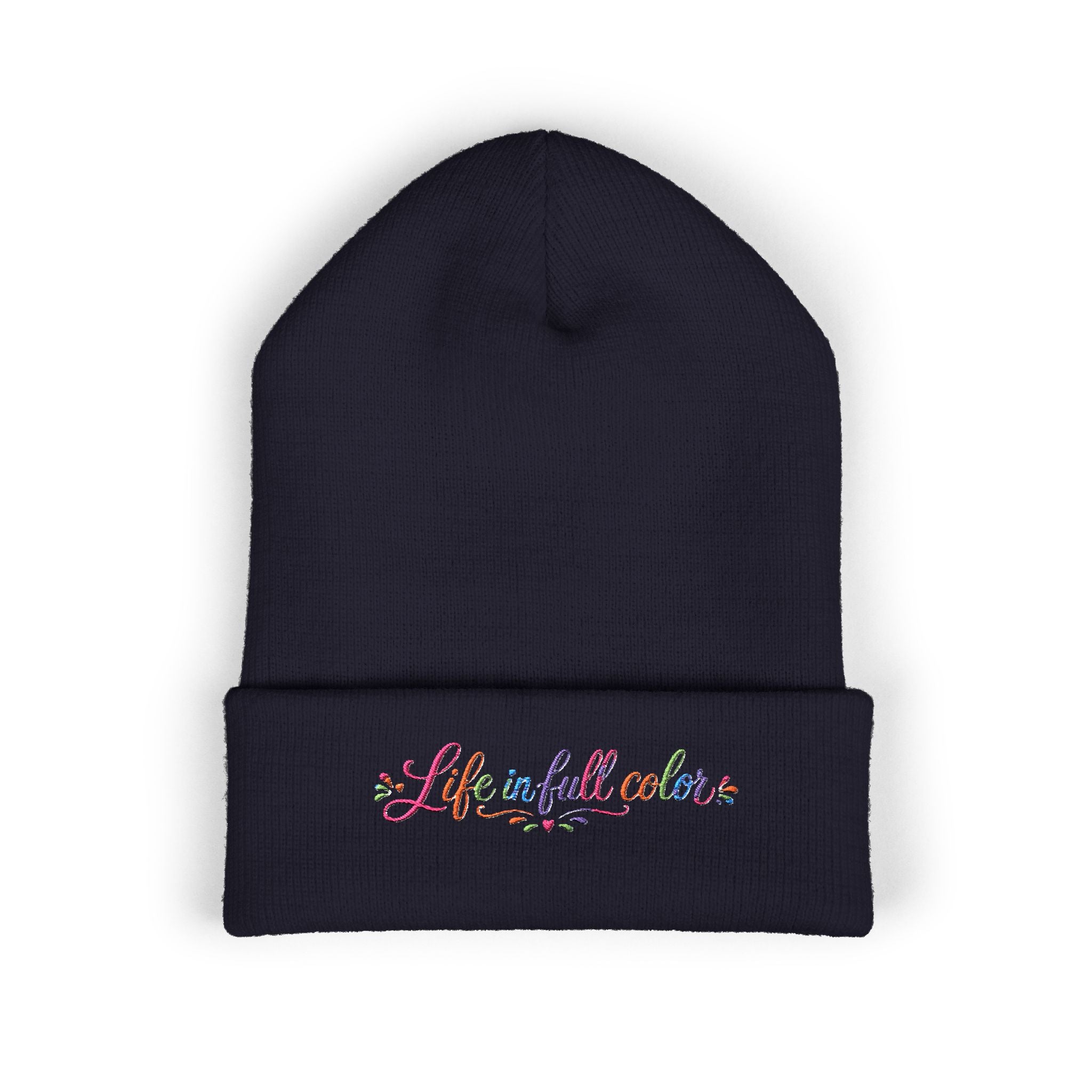 Embroidered 'Life in Full Color' Cuffed Beanie