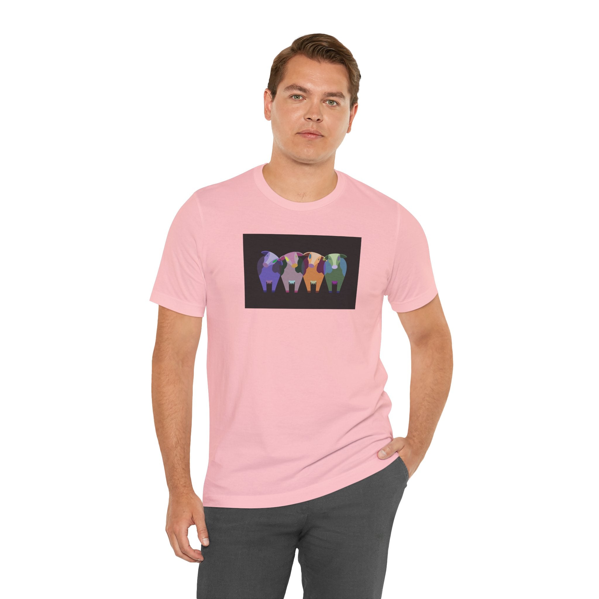 Colorful Buffalo Herd Tee — Geometric Bison Art T-Shirt