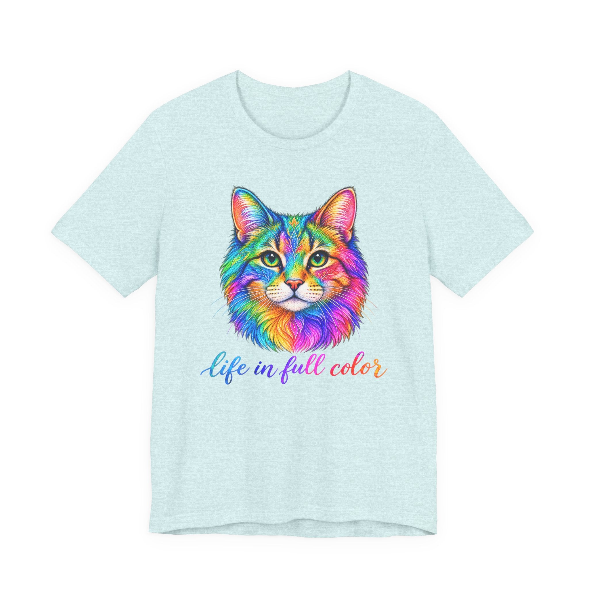 Rainbow Cat T-Shirt — "Life in Full Color" Graphic Tee