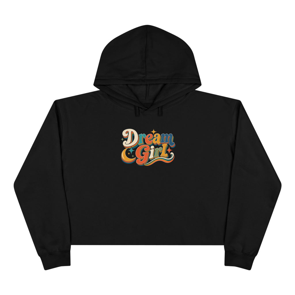 Dream Girl Cropped Hoodie — Retro Script Graphic Crop Sweatshirt