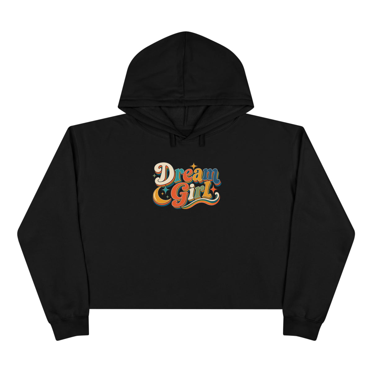 Dream Girl Cropped Hoodie — Retro Script Graphic Crop Sweatshirt
