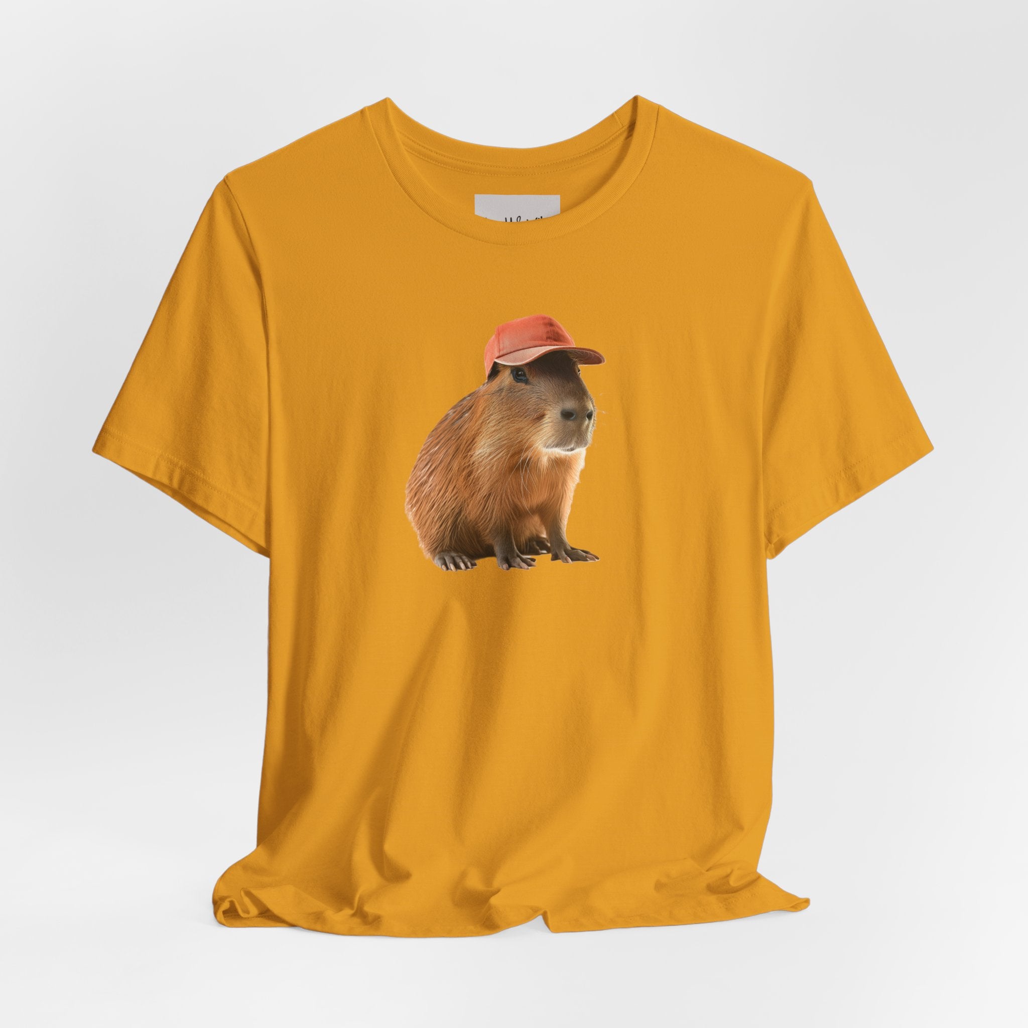 Capybara in Red Cap T-Shirt — Cute Animal Graphic Tee
