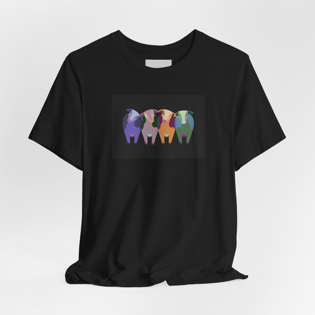 Colorful Buffalo Herd Tee — Geometric Bison Art T-Shirt