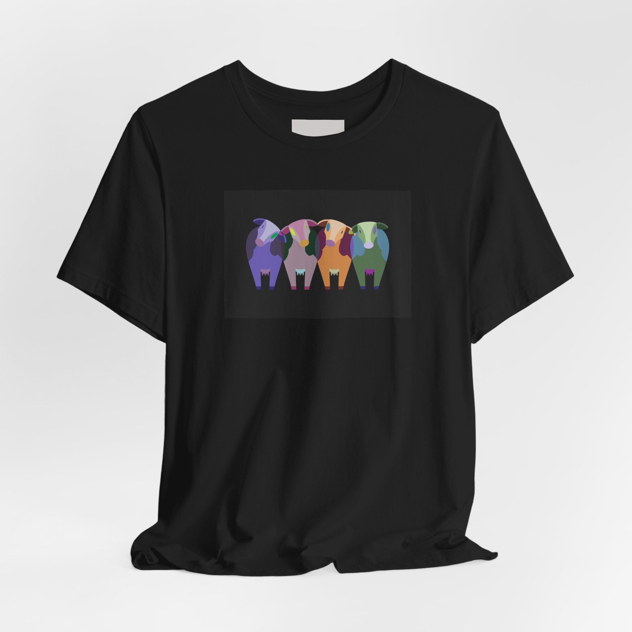 Colorful Buffalo Herd Tee — Geometric Bison Art T-Shirt
