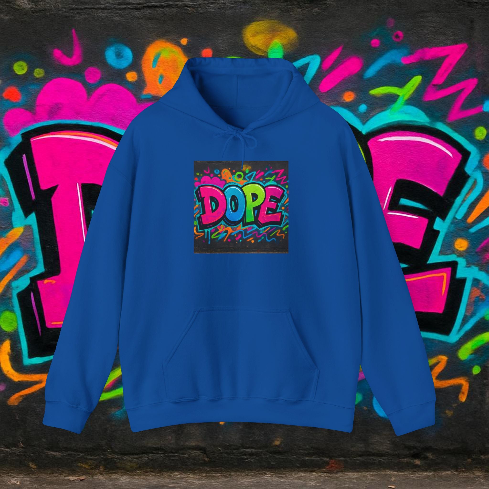 Dope Graffiti Hoodie — Colorful Retro Streetwear Pullover