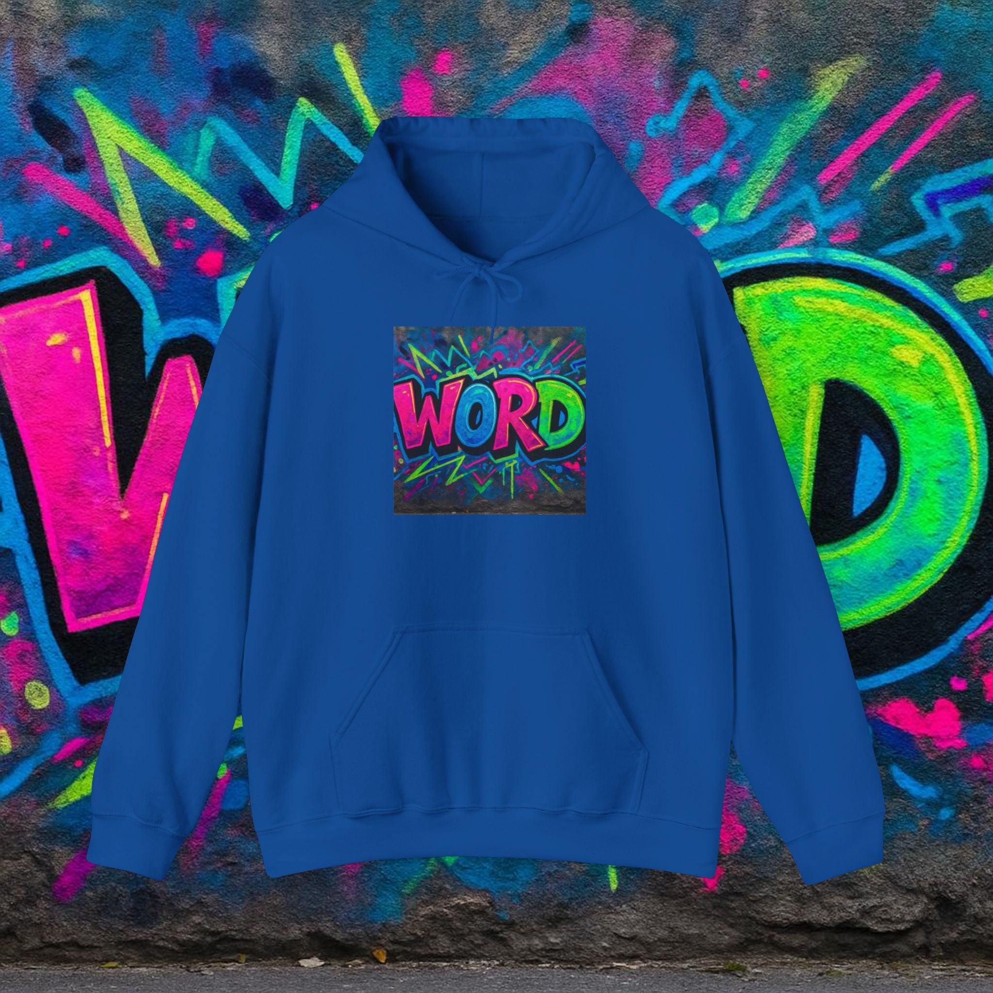 Graffiti 'WORD' Hoodie — Neon Street Art Pullover