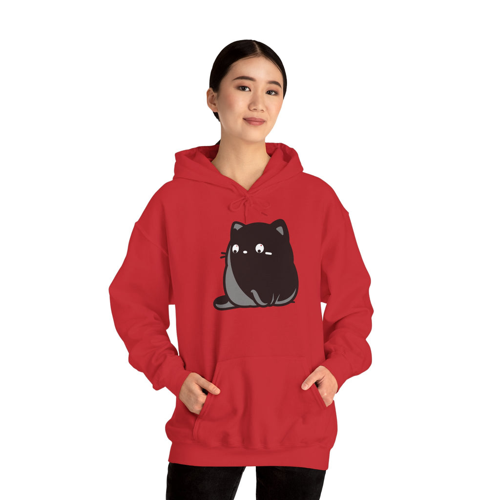 Cute Black Cat Hoodie – Kawaii Chubby Cat Graphic Sweatshirt