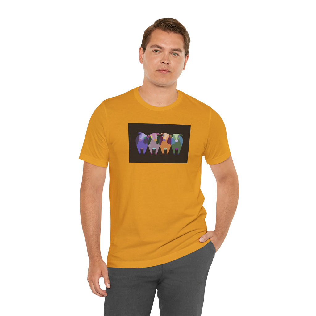 Colorful Buffalo Herd Tee — Geometric Bison Art T-Shirt